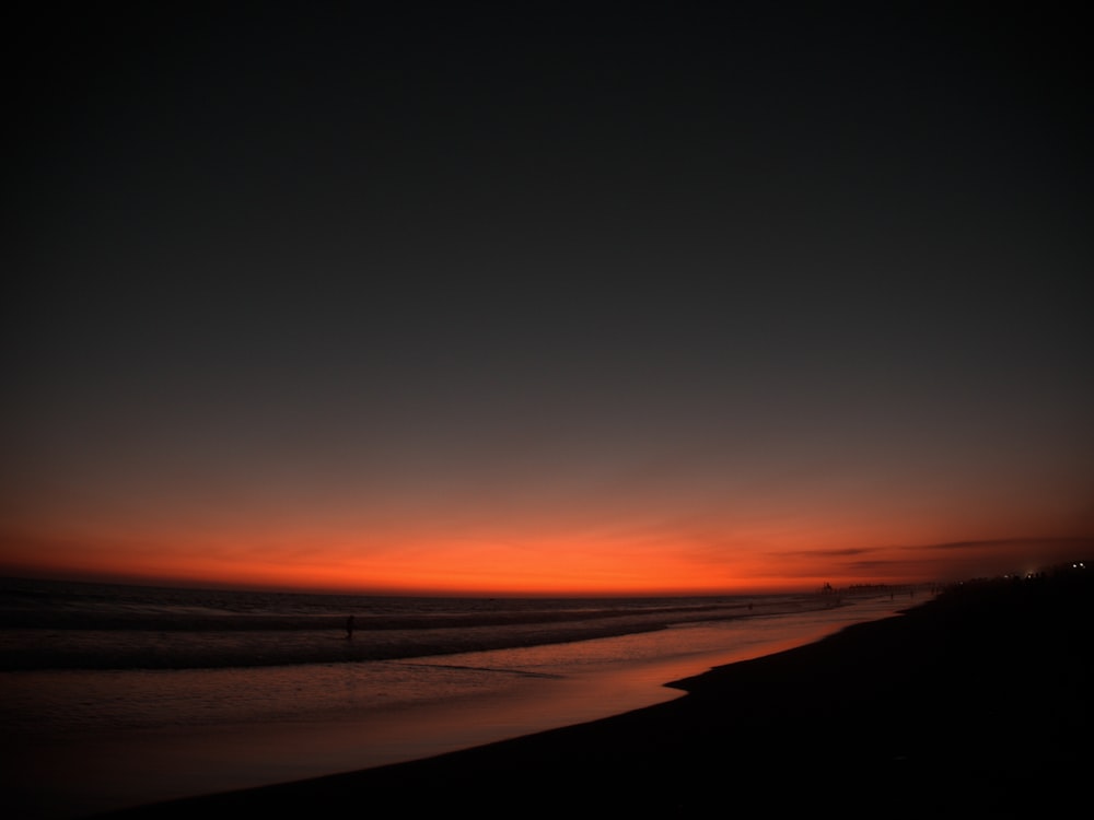 orange sunset over the beach
