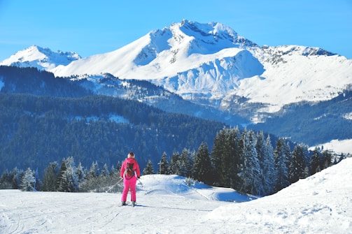 A vibrant image showcasing Annika skiing in the French Alps.