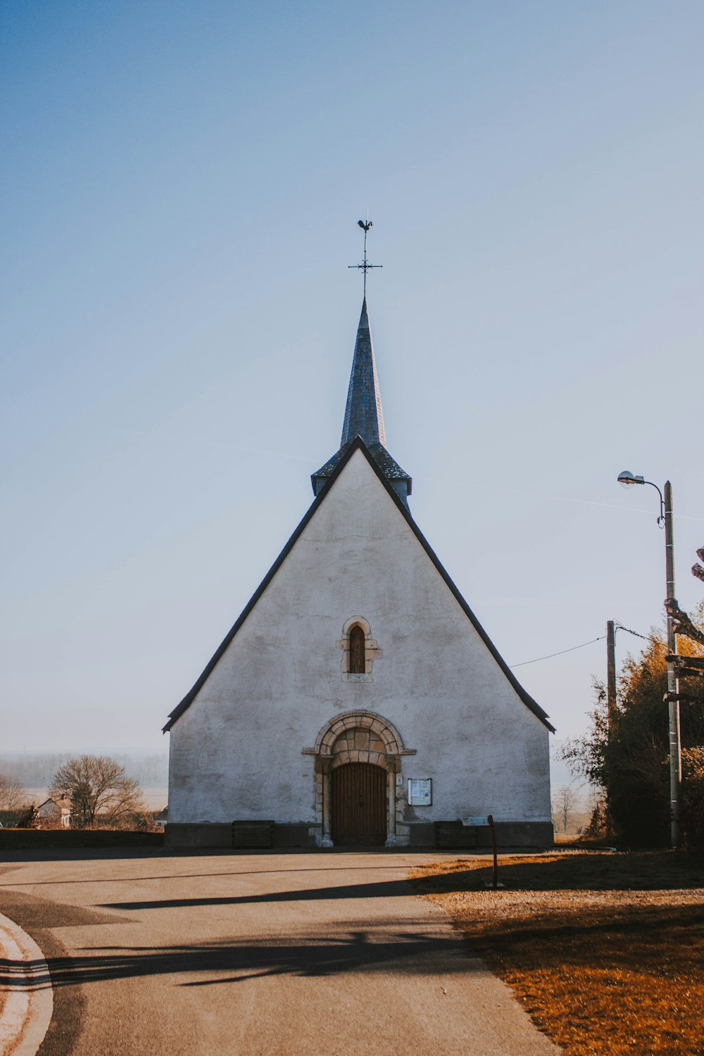 white and blue church