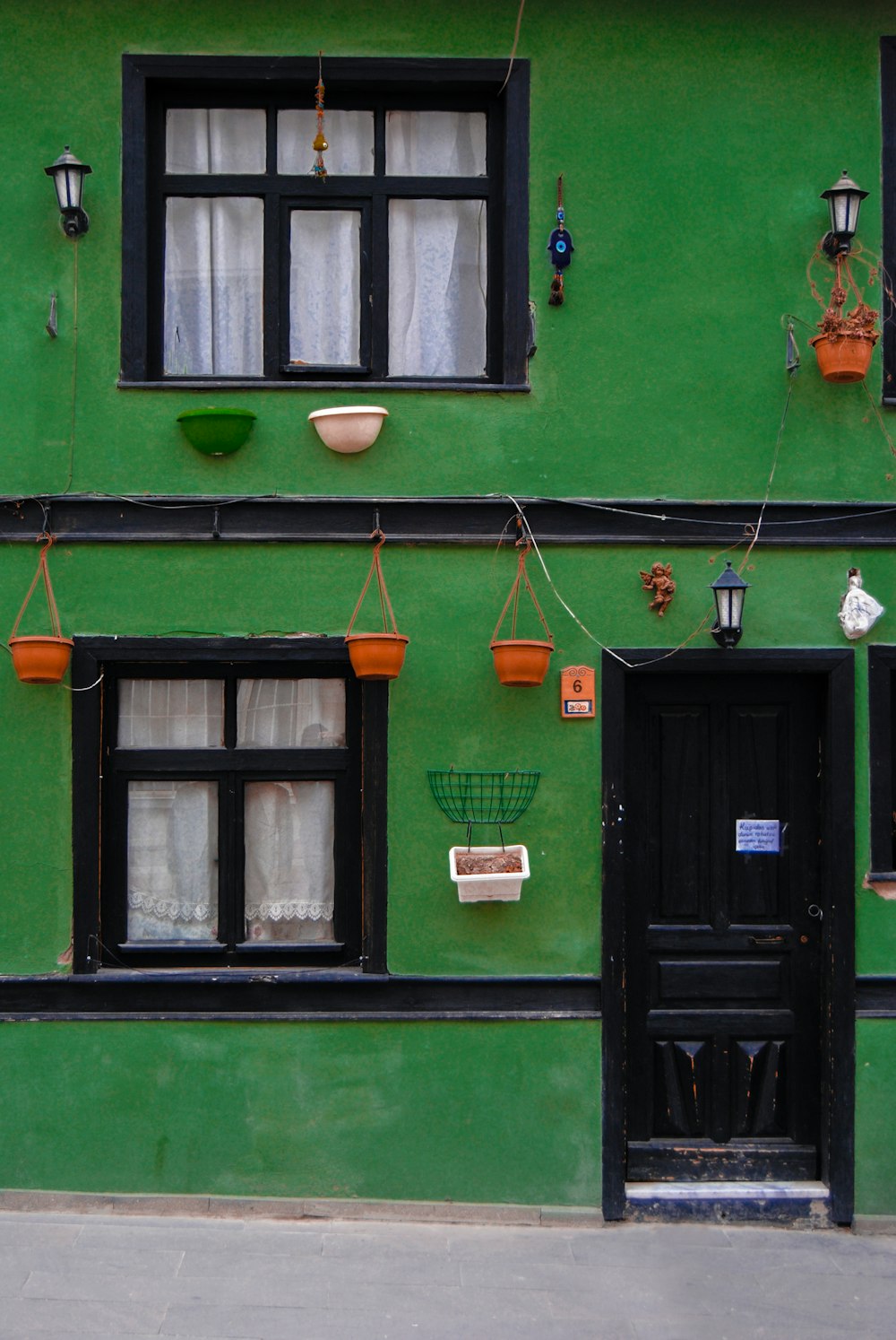 black wooden door and window