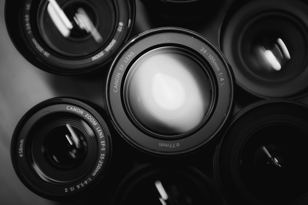 six black zoom lenses