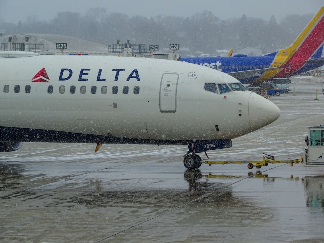 white Delta passenger plane,
