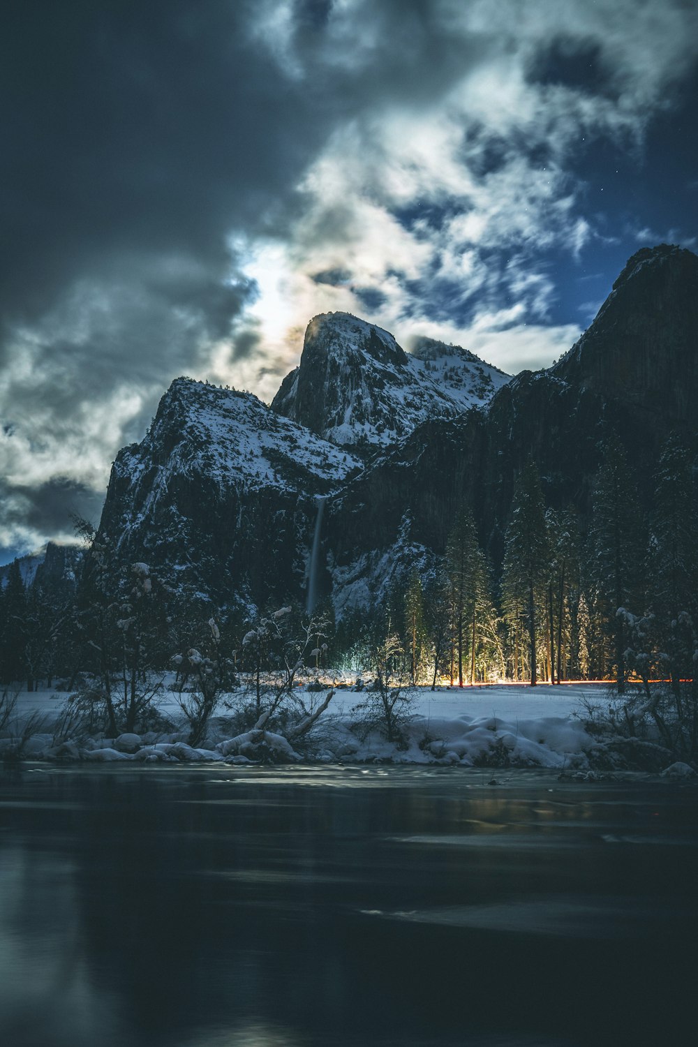 landscape photography of mountain under white sky