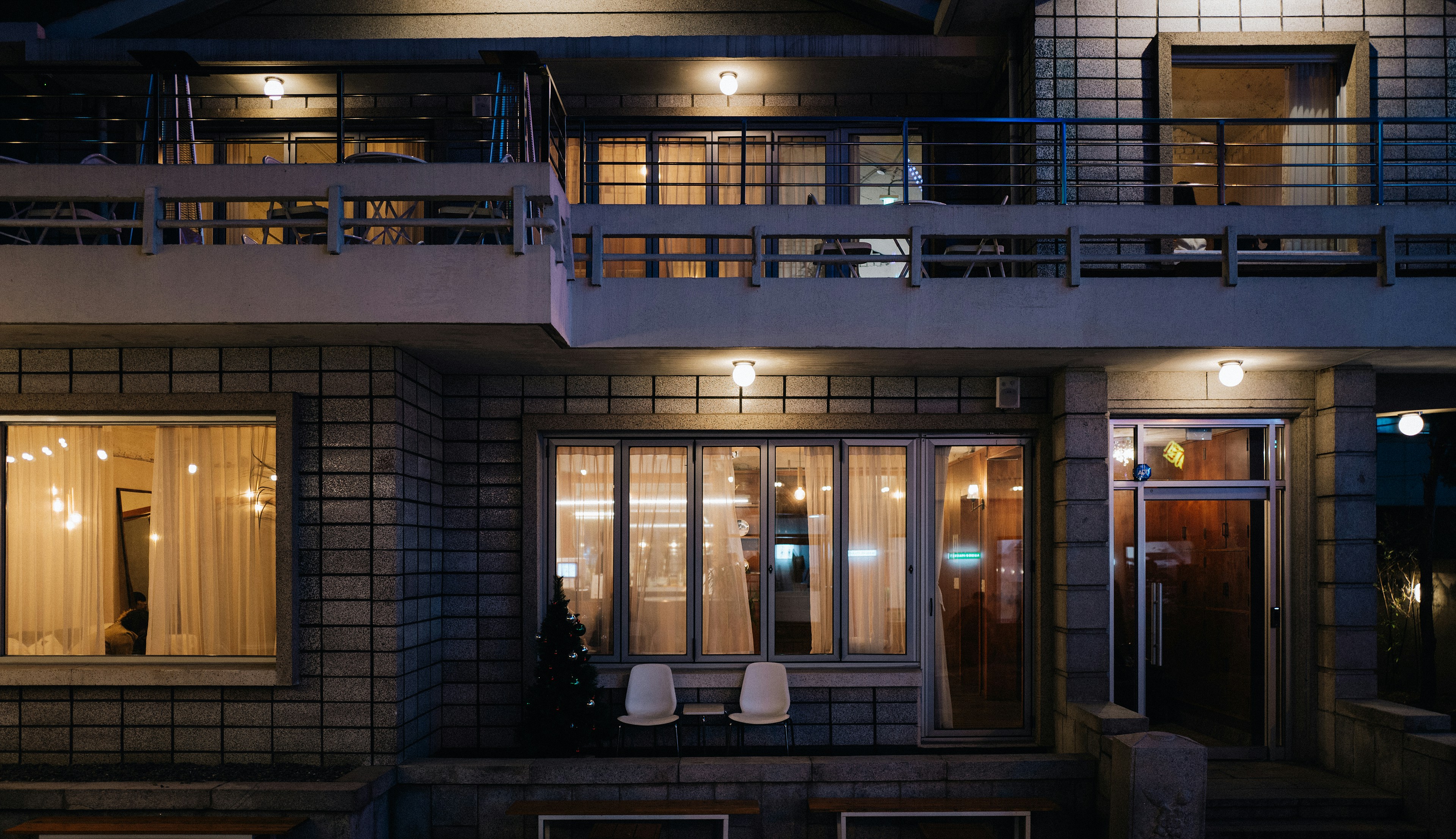 architectural photography of white and gray house