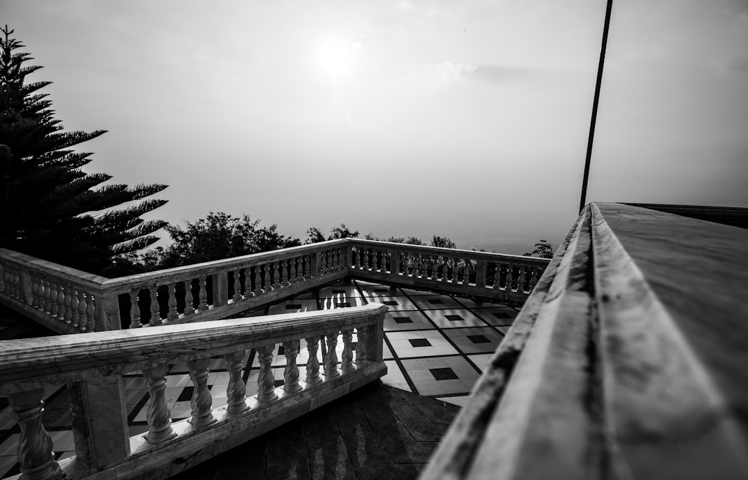 grayscale photo of balustrade