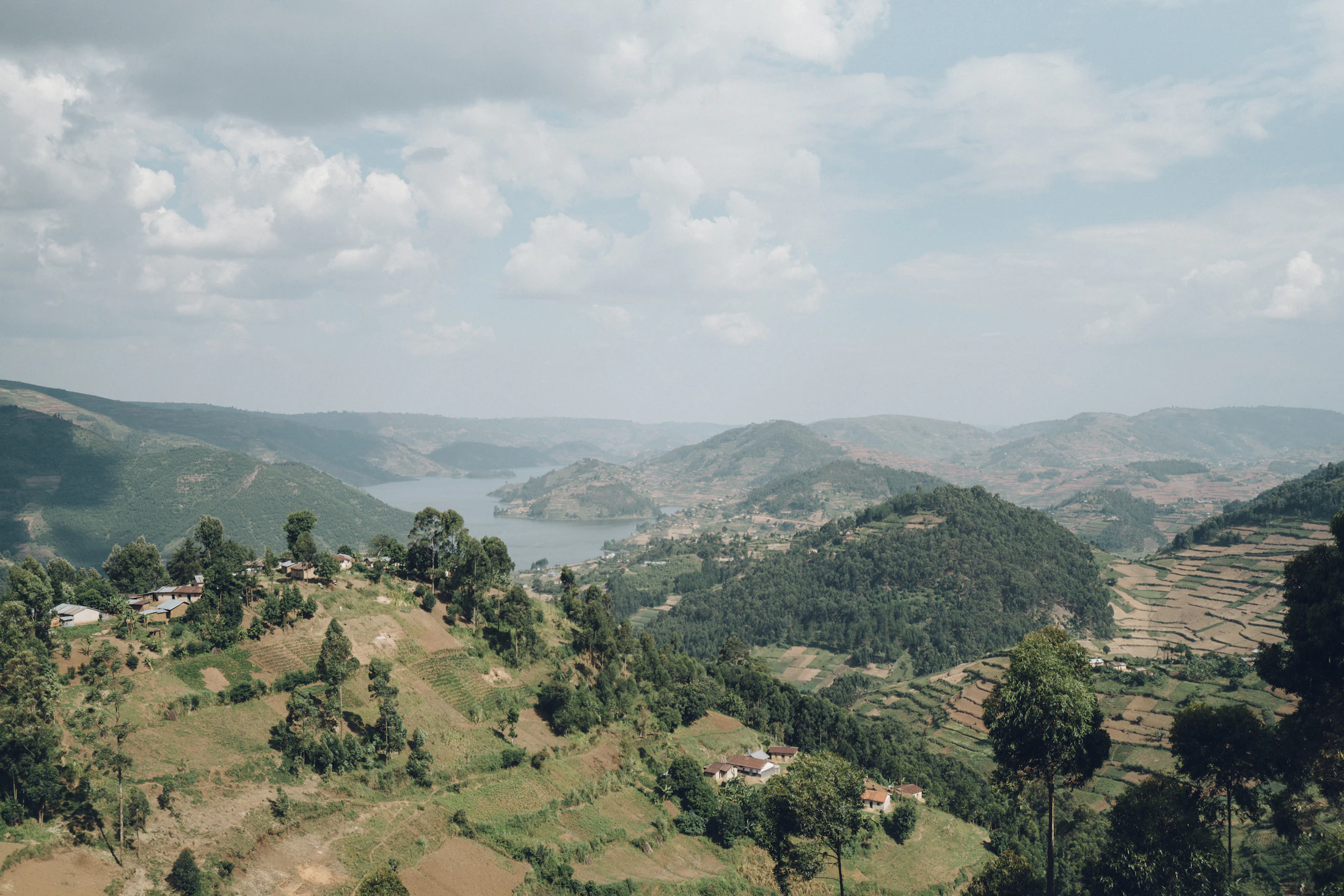 Rolling green hills at Lake Bunyonyi, Uganda