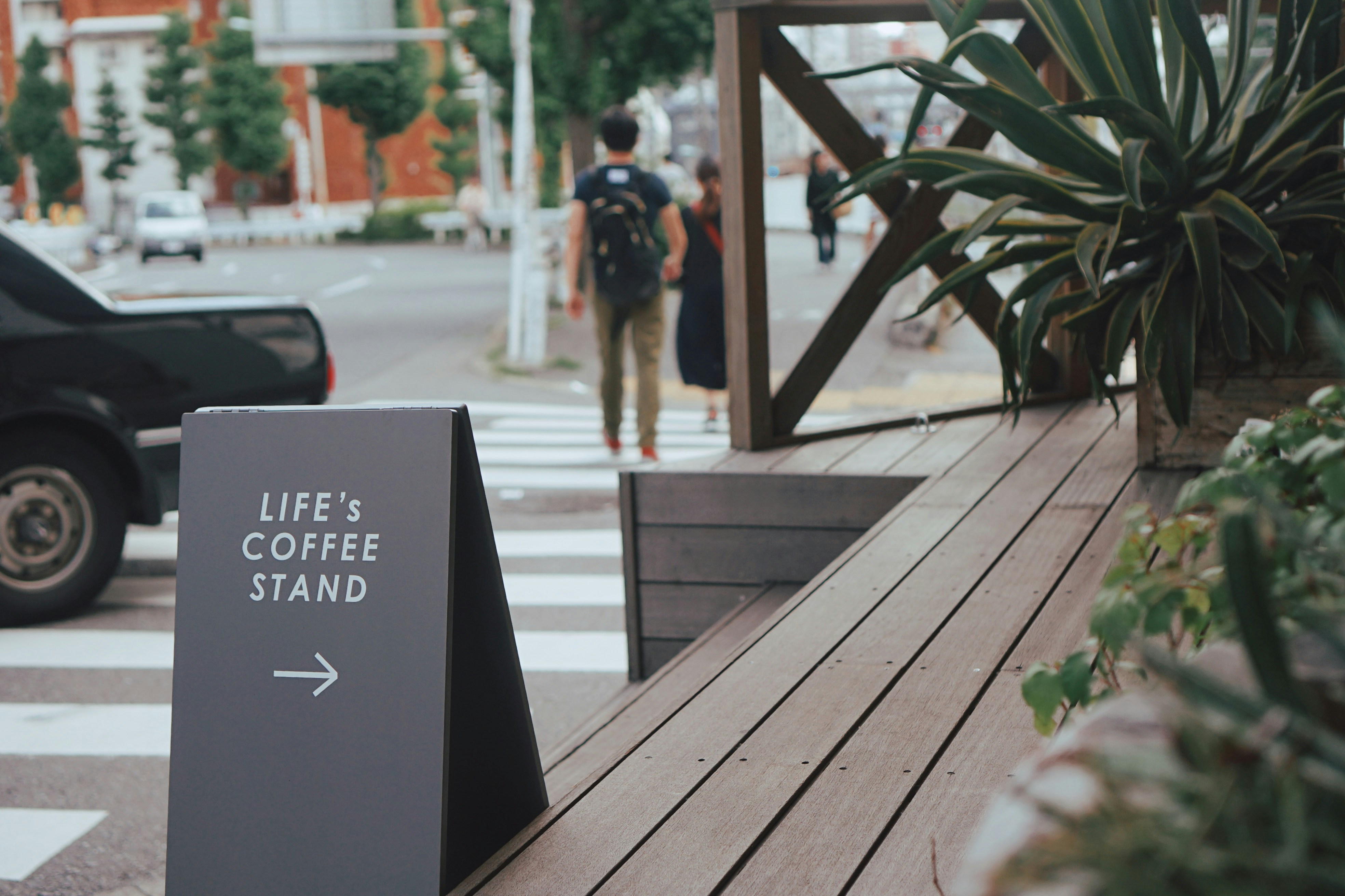 Life's coffee stand signage