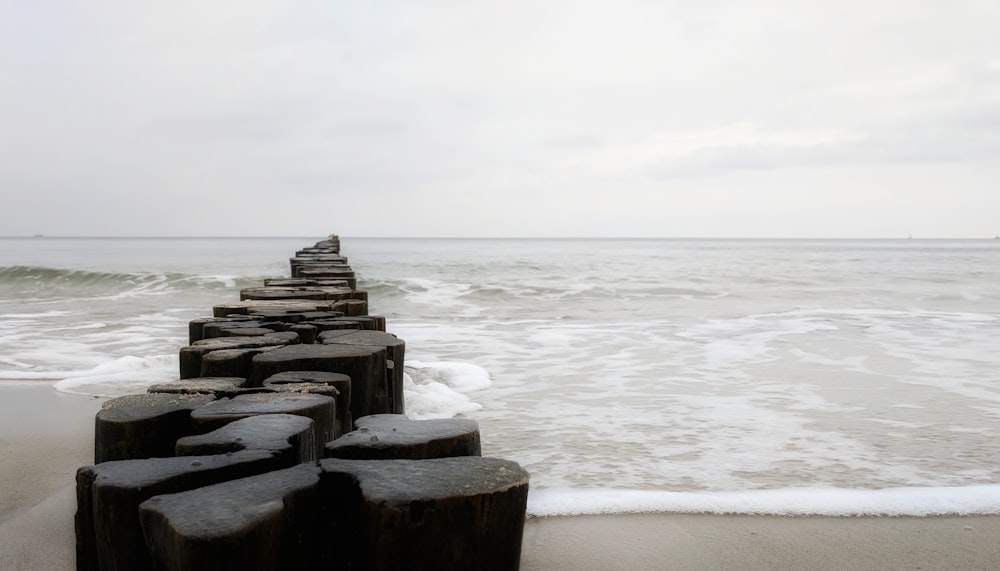 black wooden dock at beach during daytime