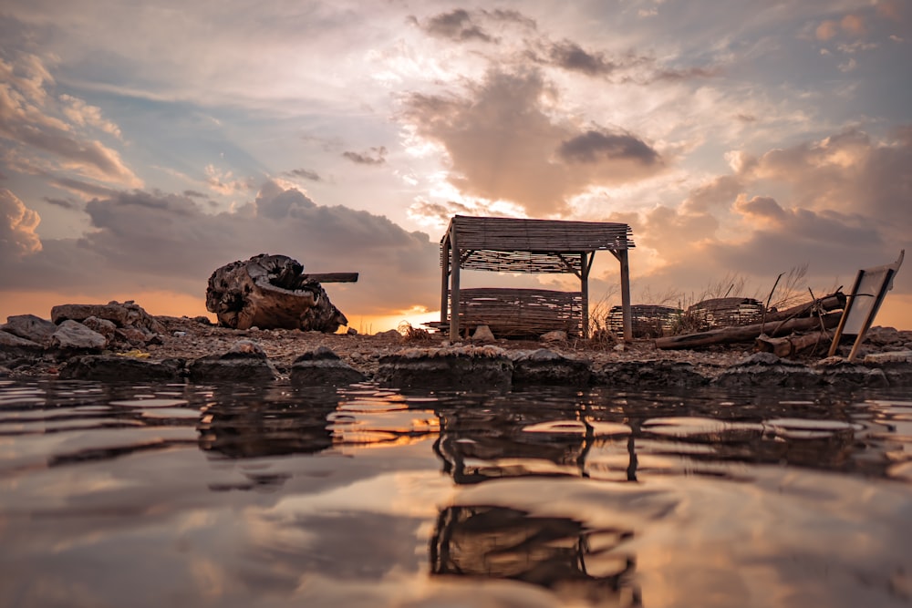 photo of brown wooden bench