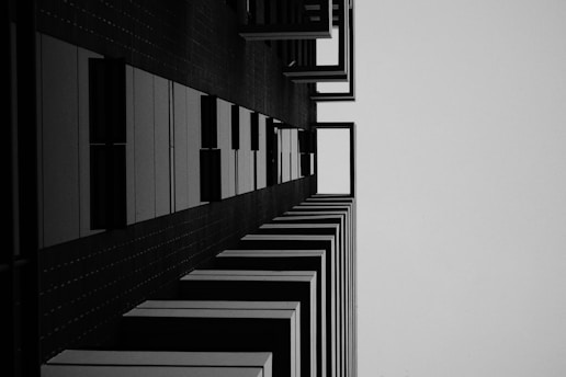 grayscale photo of building