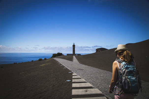 woman walking on road
