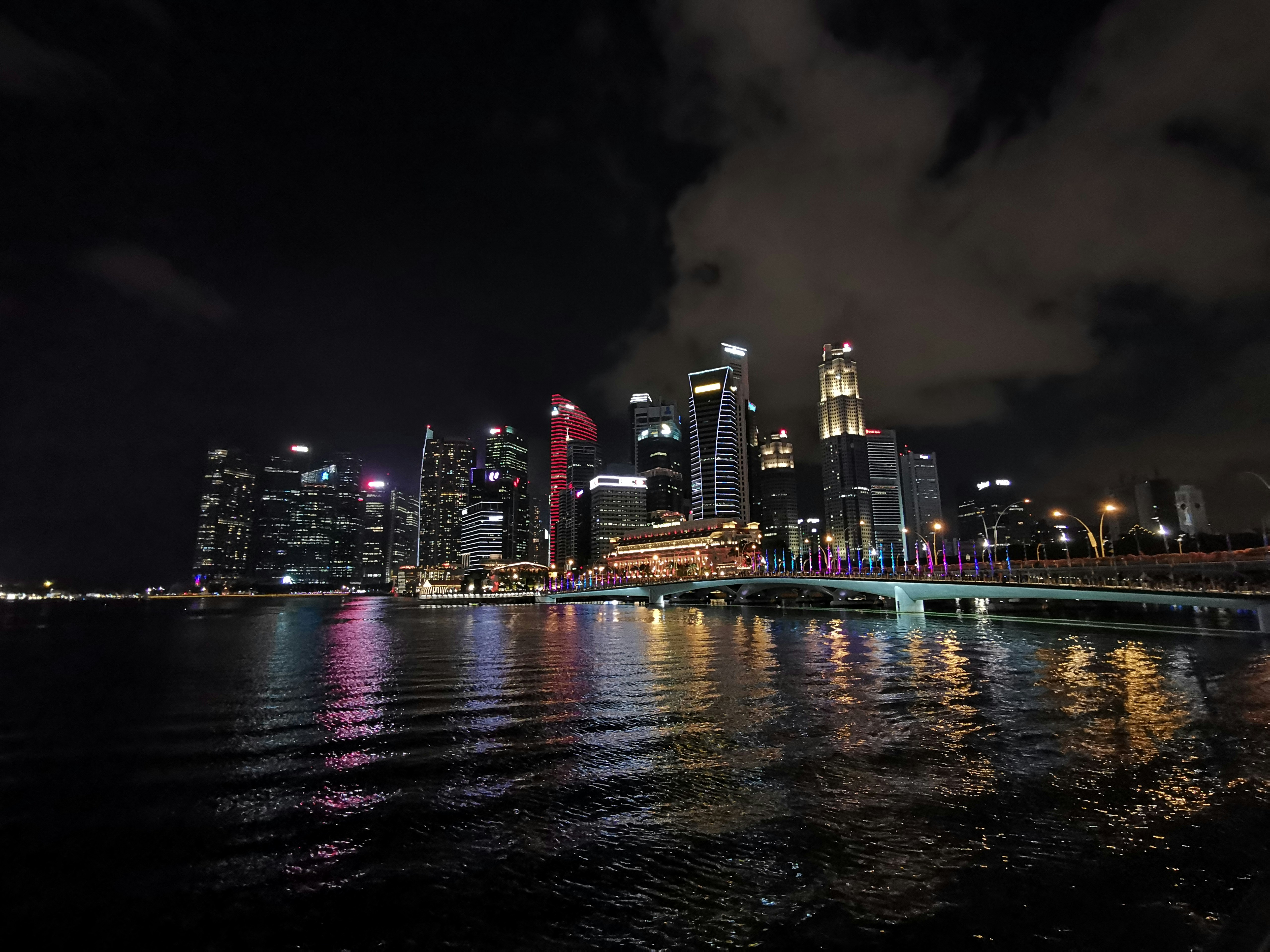 lighted city at night