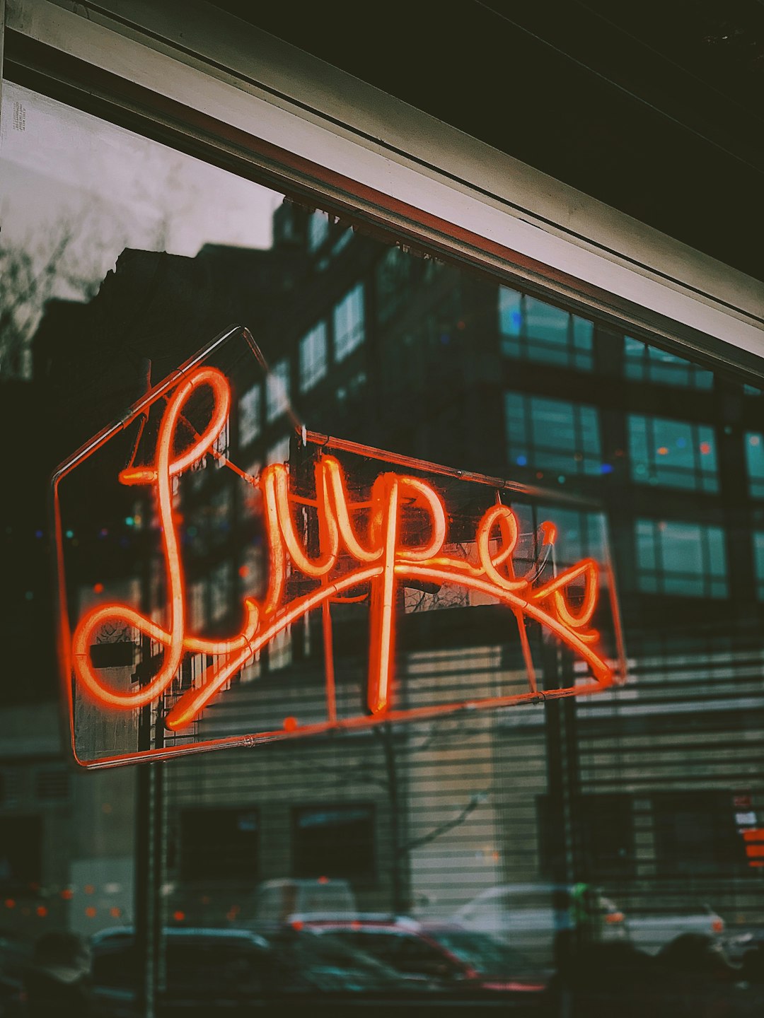 lighted Lupe's neon signage