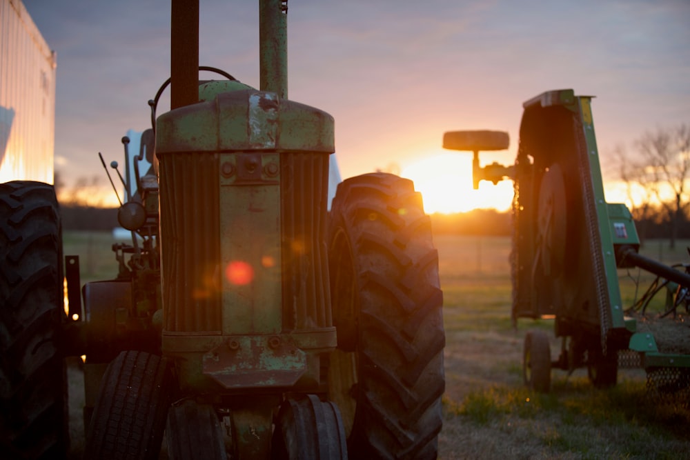 green and brown tractor