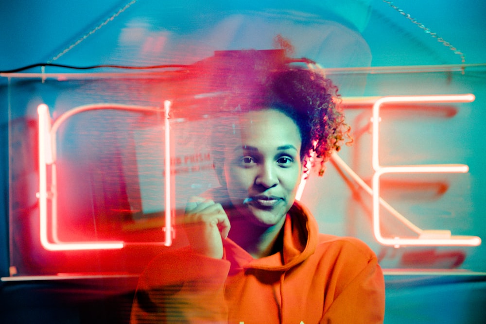 woman using headset