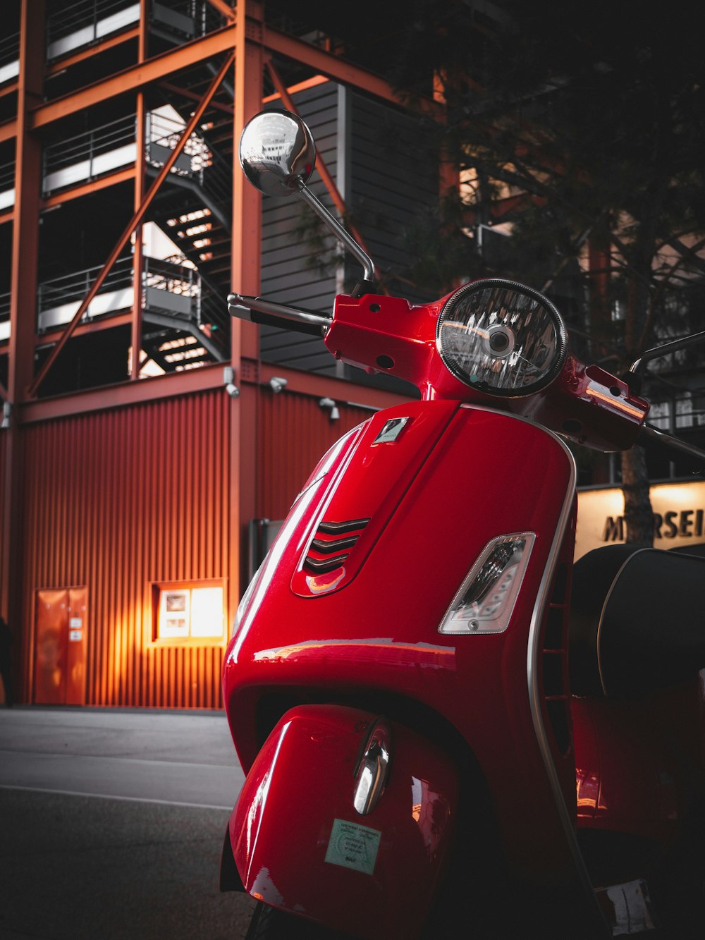 red motor scooter