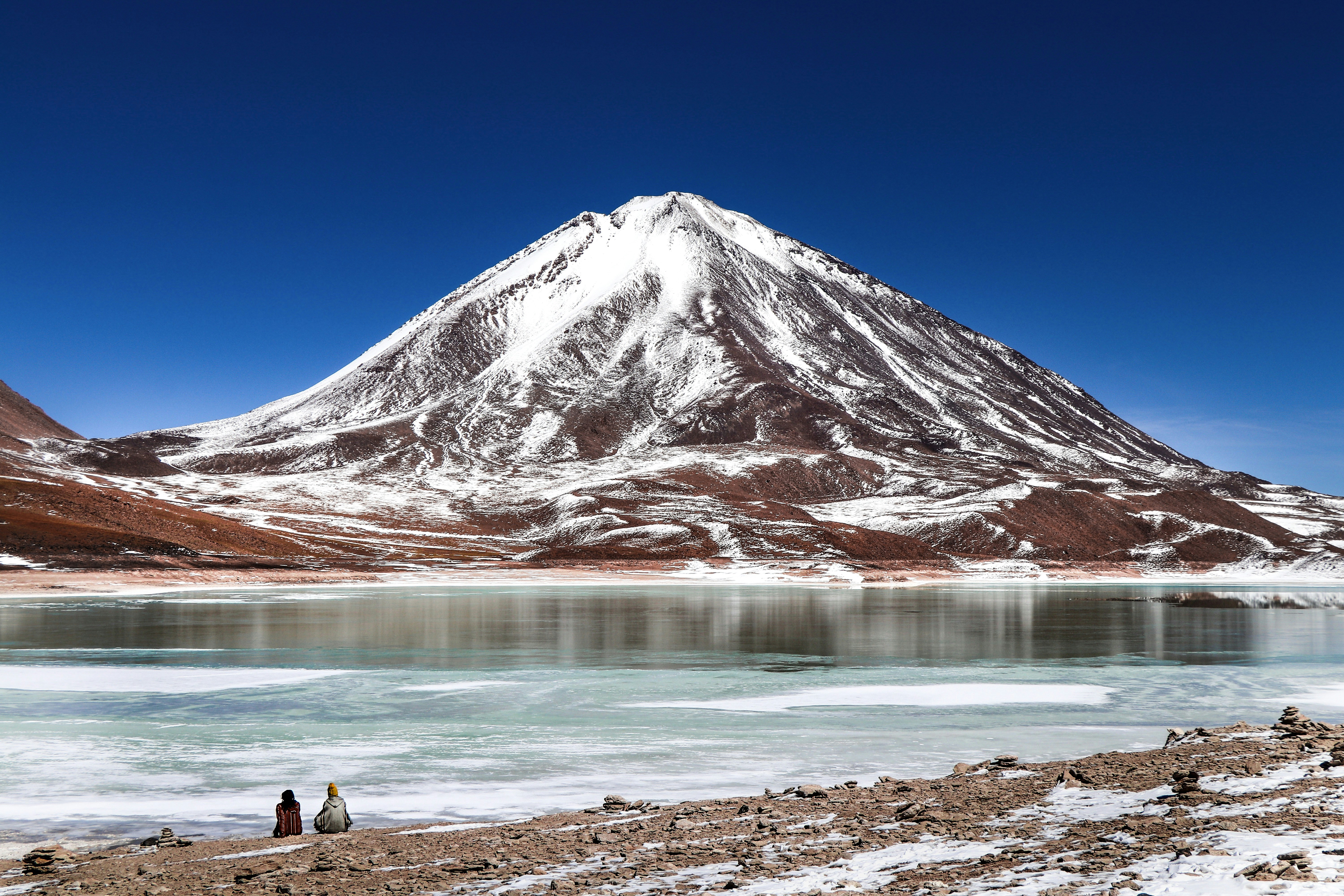 woman mountain peak
