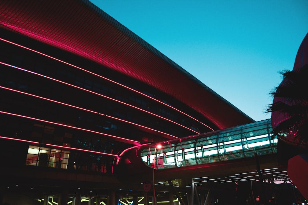 architectural photography of red building,