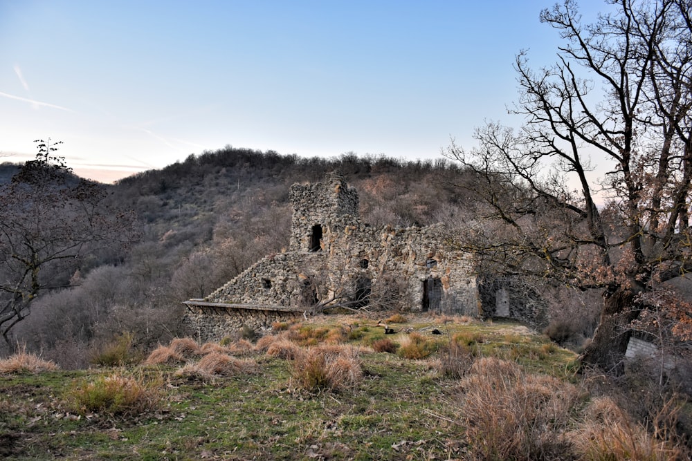 brown and gray ruin beside mountain