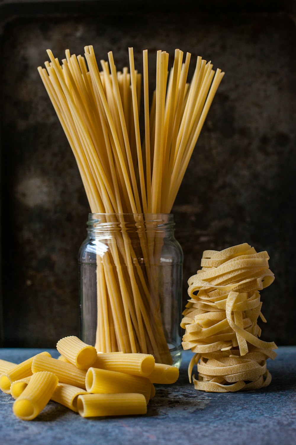 uncooked three pastas