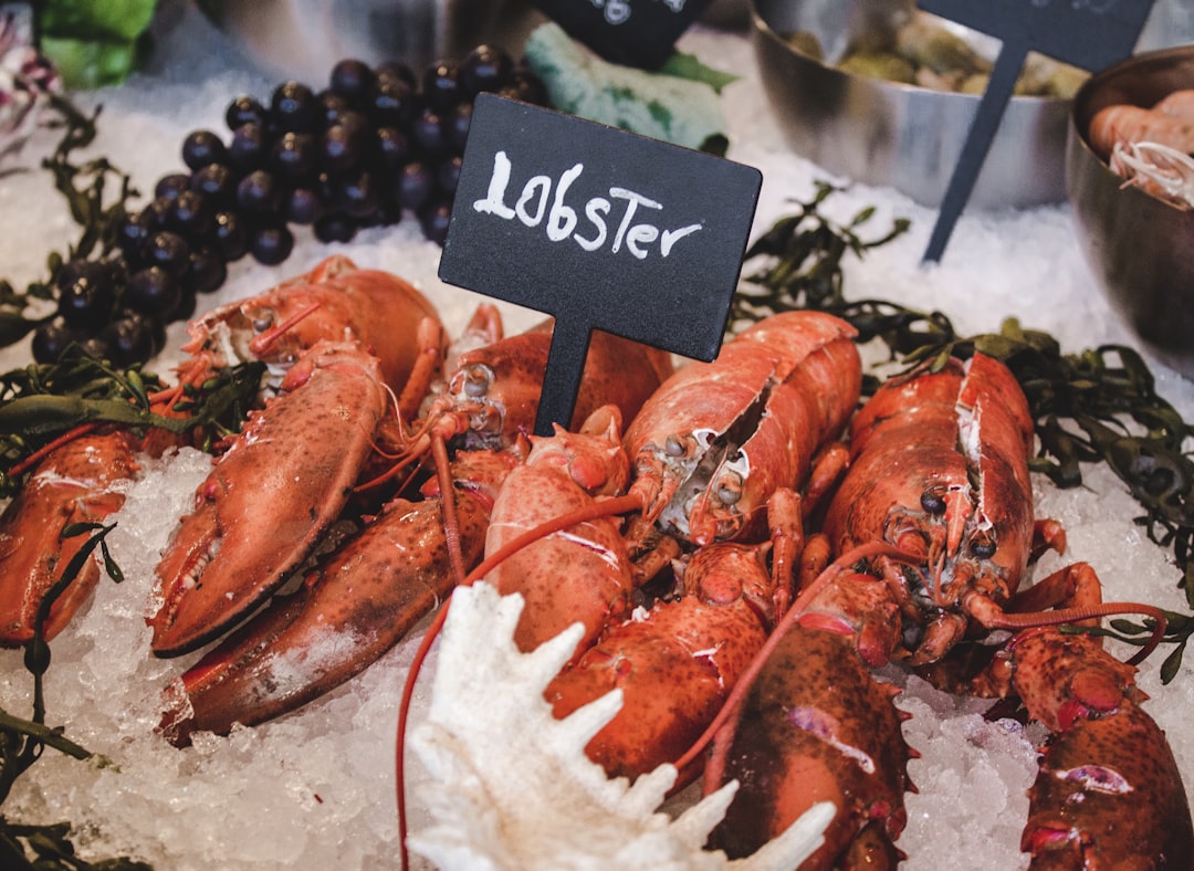 lobster on icy tray,