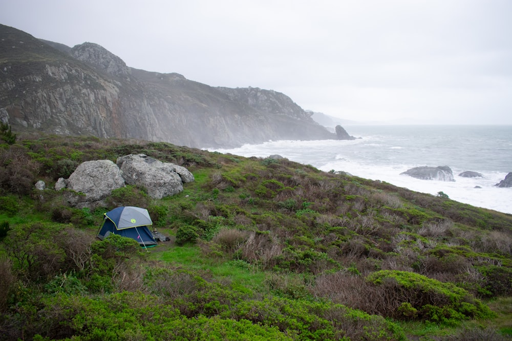 blue dome tent on mouontain