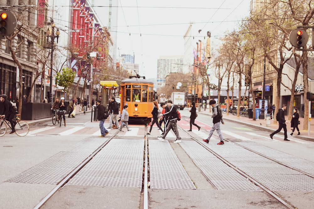 people walking on road