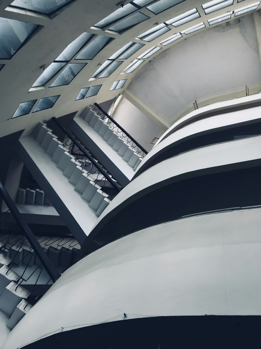 white painted concrete stairs