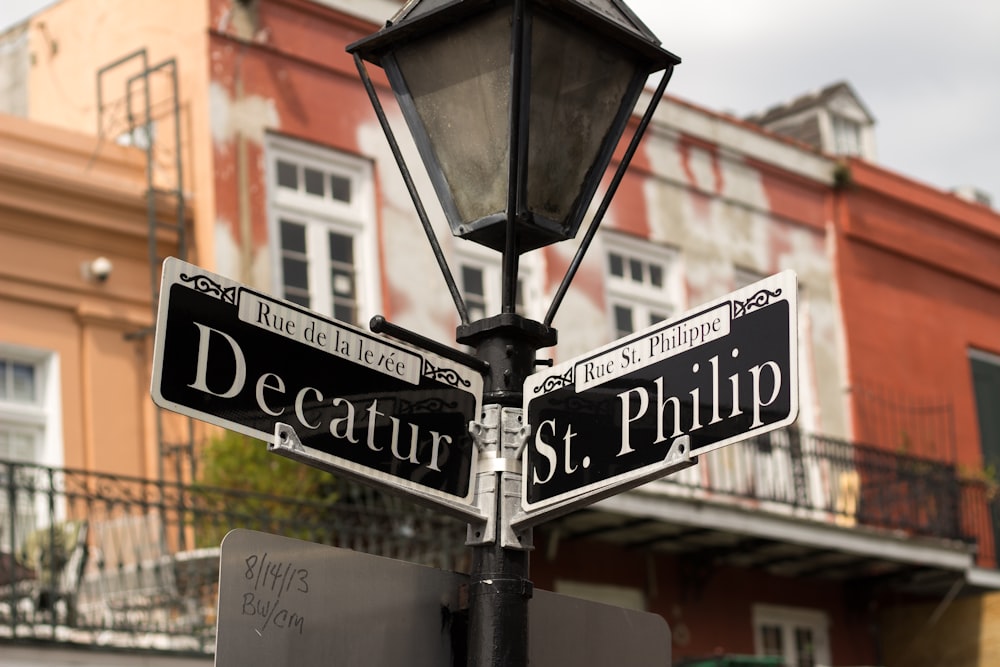 Decatur and St. Philip street signs on lamppost