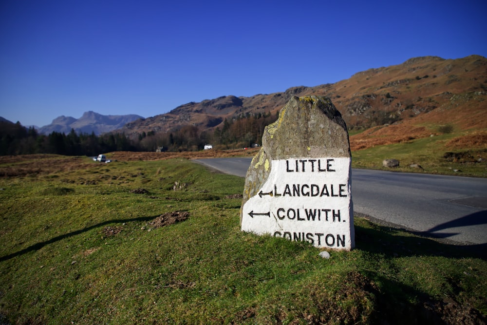 gray stone signage