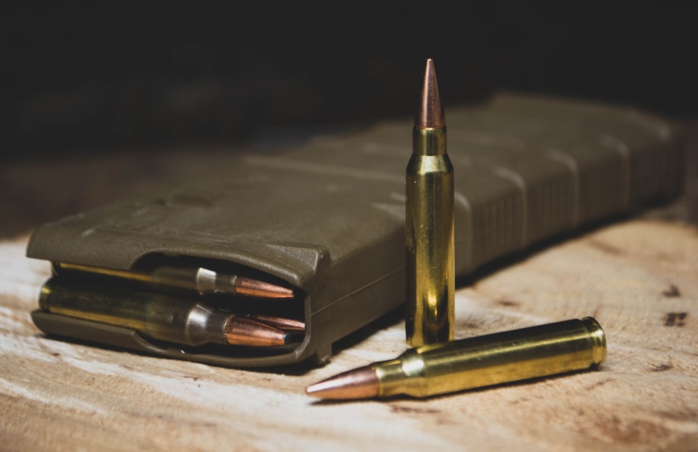 brass colored bullets in magazine