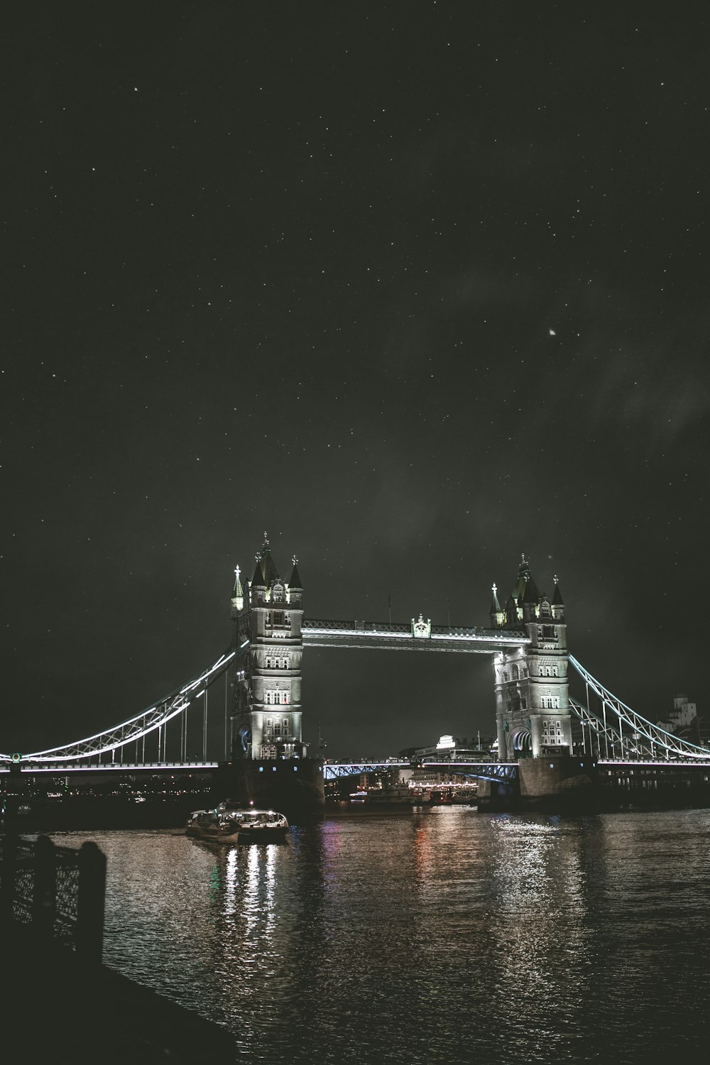 gray bridge at night time