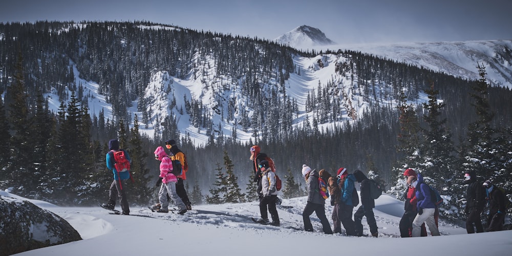 people walking on icy moutnain