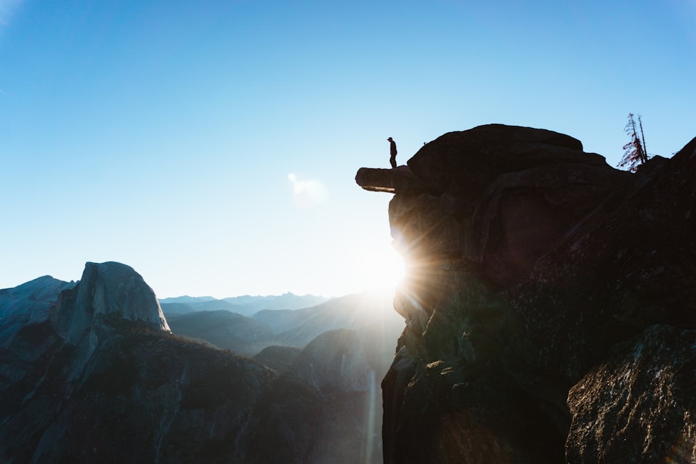 silhouette of cliff