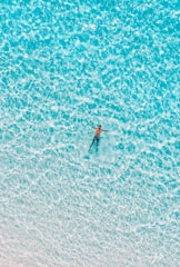 bird's eye view of man on body water