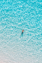 bird's eye view of man on body water