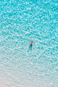 bird's eye view of man on body water