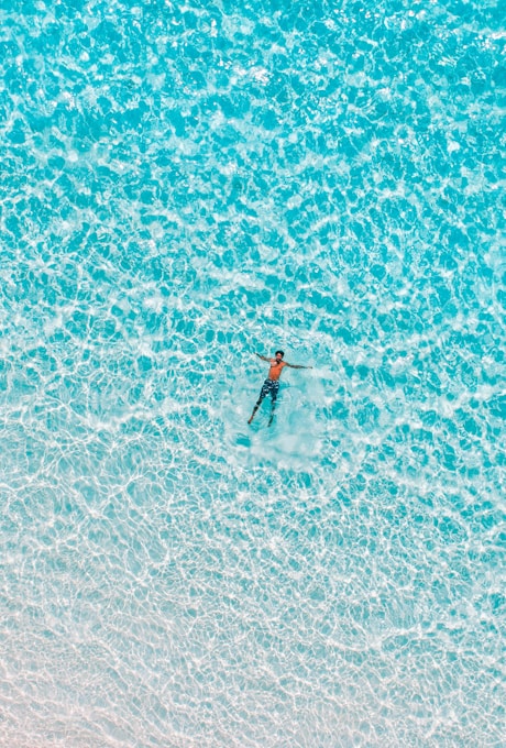 bird's eye view of man on body water