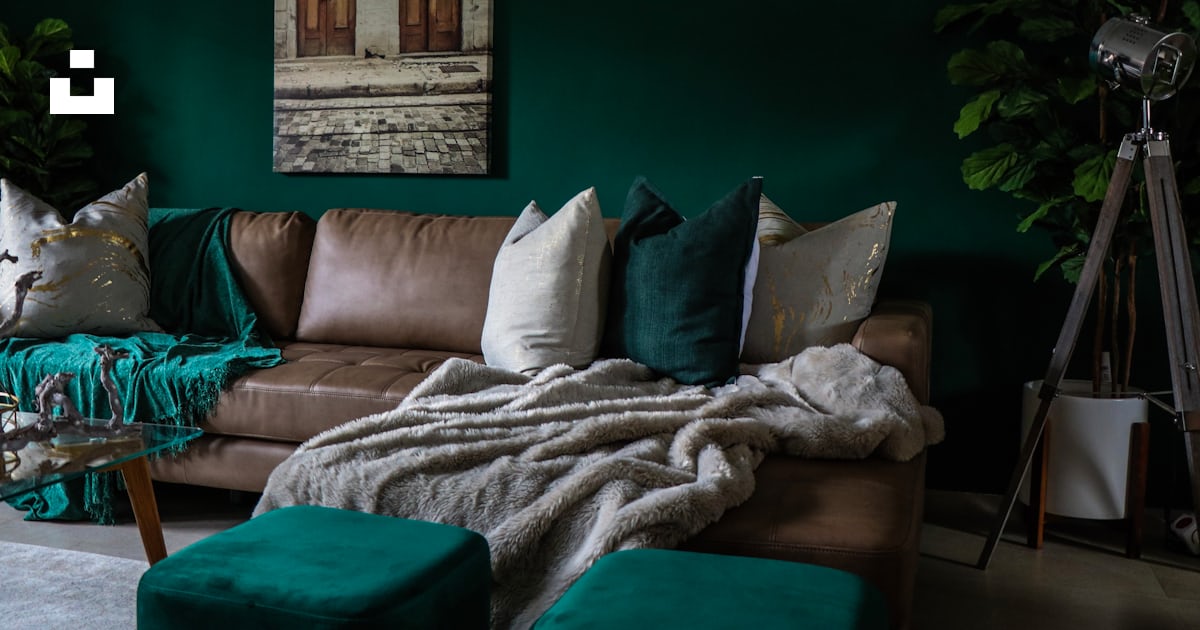 Brown Leather Padded Sofa With Throw Pillows Inside House Photo Free Image On Unsplash Brown Leather Padded Sofa With Throw, How To Cover Leather Sofa With Throws