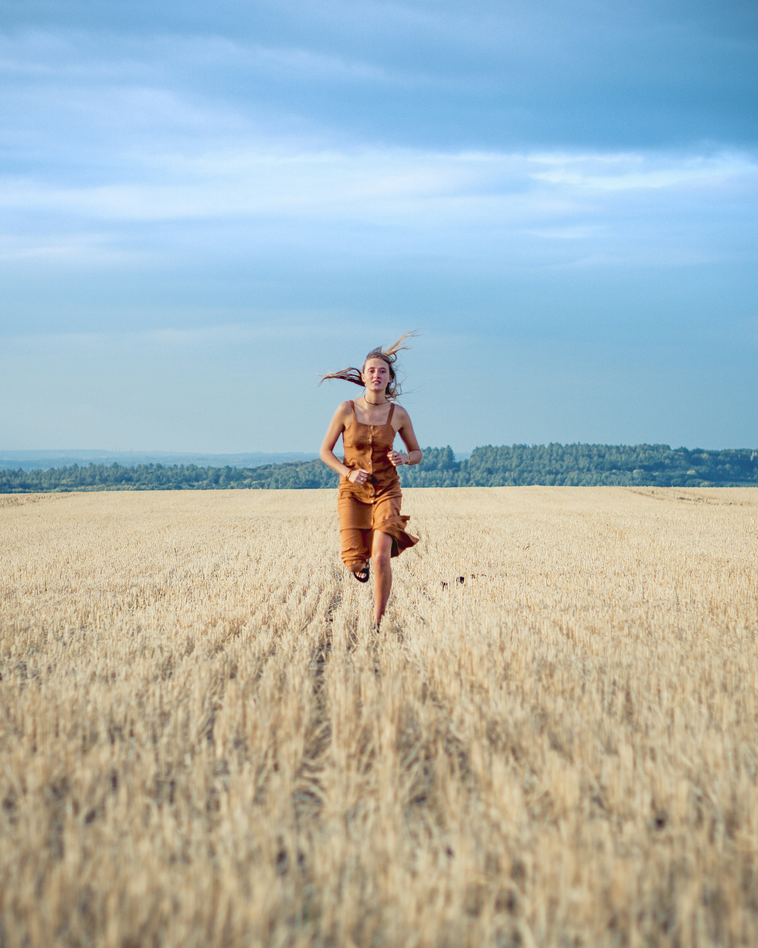 woman wearing brown dress