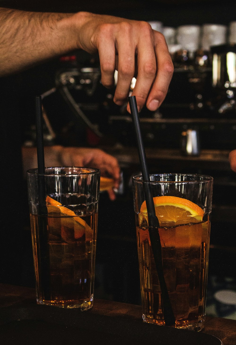 two filled drinking glasses