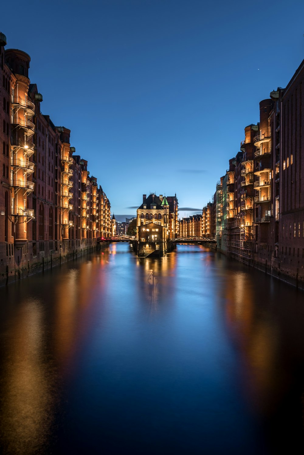 body of water across buildings