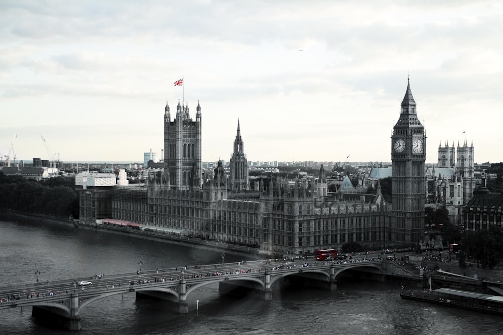 grayscale photography of Westminster Palace