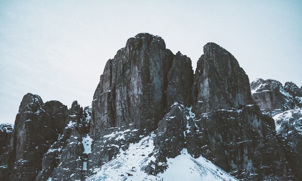 mountain covered by snow at daytime