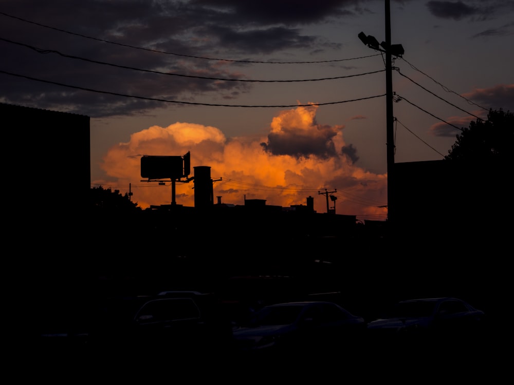 silhouette of vehicles and buildings