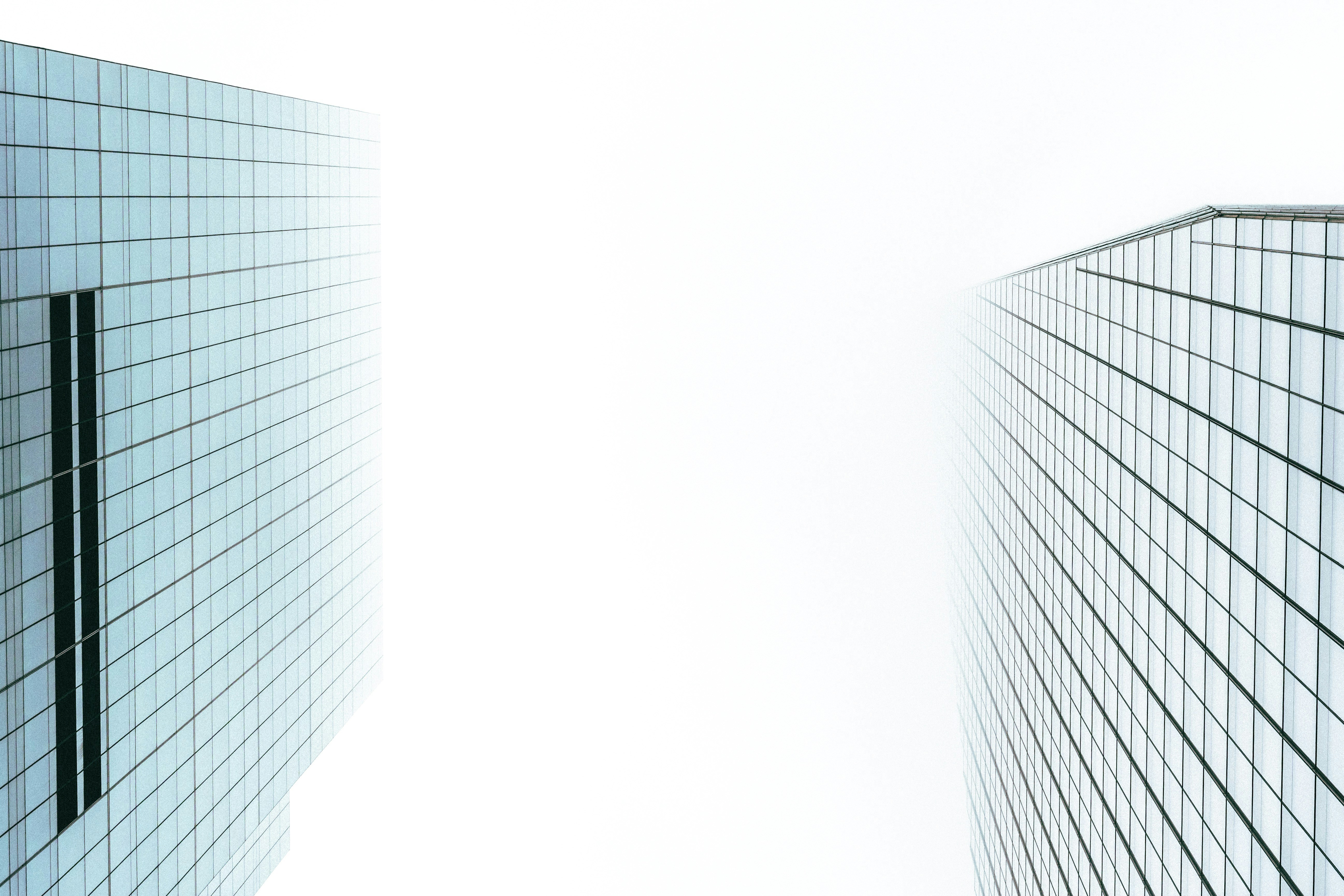 low-angle photography of high rise buildings, Vanishing Skyscrapers