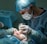 A medical professional is performing a surgical procedure on a patient's nose. Both individuals are wearing sterile attire, including gloves and masks. The surgeon focuses intently while using surgical instruments. The environment is clinical, with the patient lying down and partially covered.