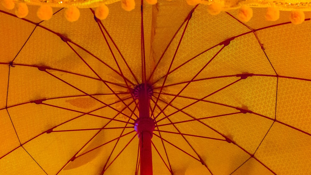 yellow under umbrella