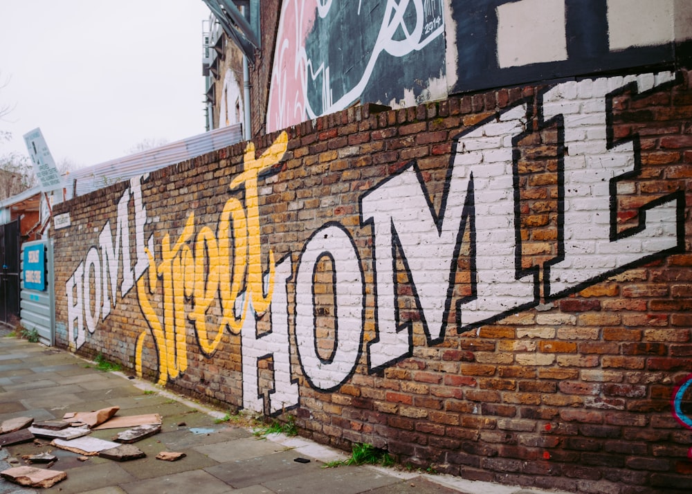 home street home brick wall painting