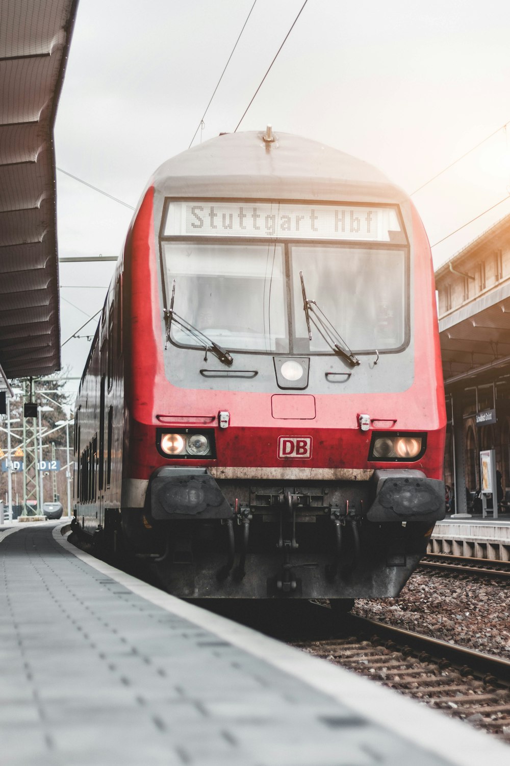 red and black train during daytime